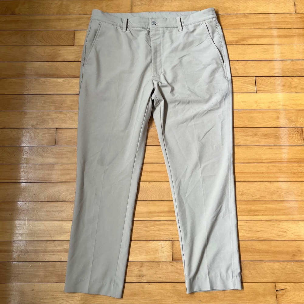 FootJoy Mens Performance Golf Pants Tan Khaki Stretch W38 L32 Flat Front FJ